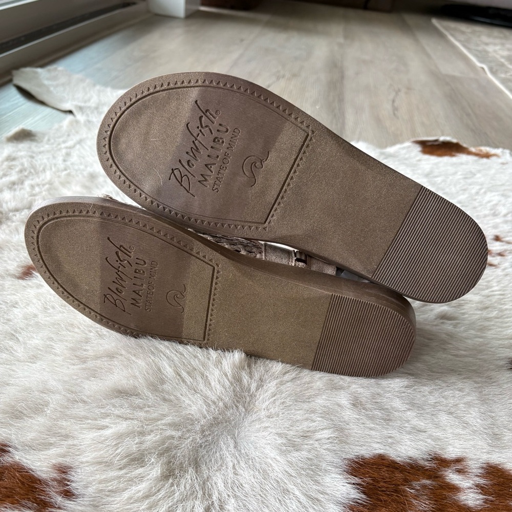 New! Blowfish Malibu Beige Woven Sandals with Dual Buckle Straps - Picture 4 of 4